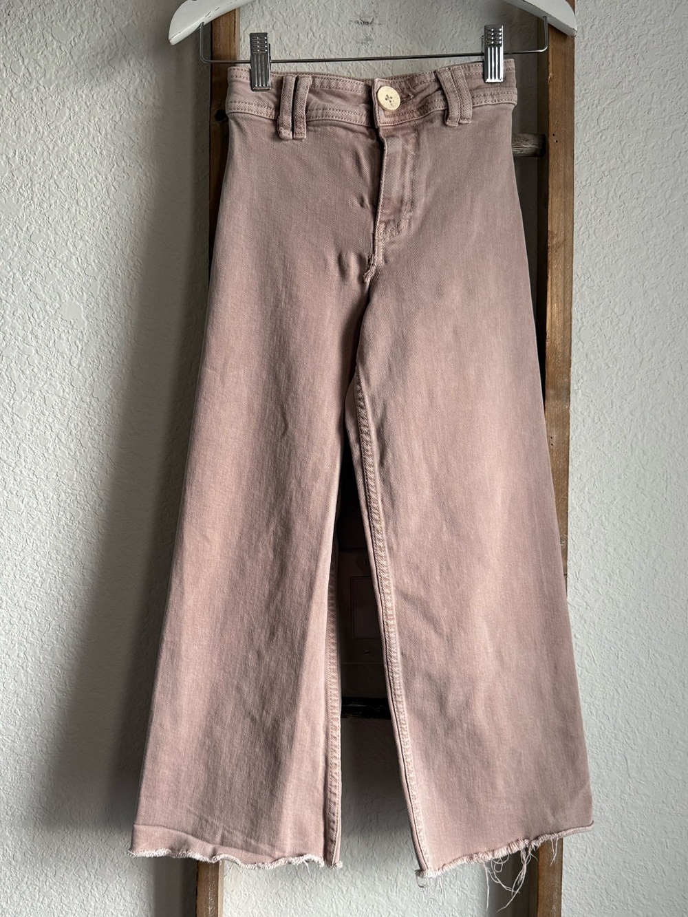 Zara Girls High-Waisted Wide Leg Marine Jeans - Dusty Rose Pink Sz: 8